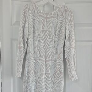 Dress the Population - White Sequin Dress